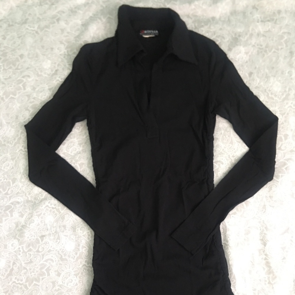 Black collared Long Sleeve Top